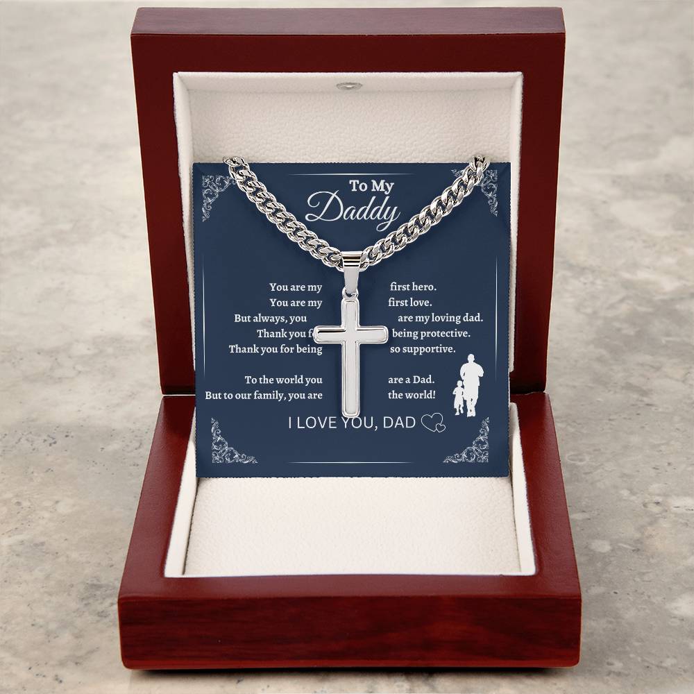 To My Dad | Father's Day Gift | Birthday Gift | Cuban Chain Cross Necklace