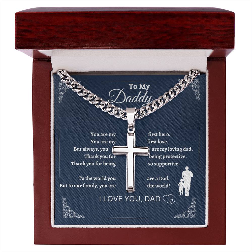 To My Dad | Father's Day Gift | Birthday Gift | Cuban Chain Cross Necklace