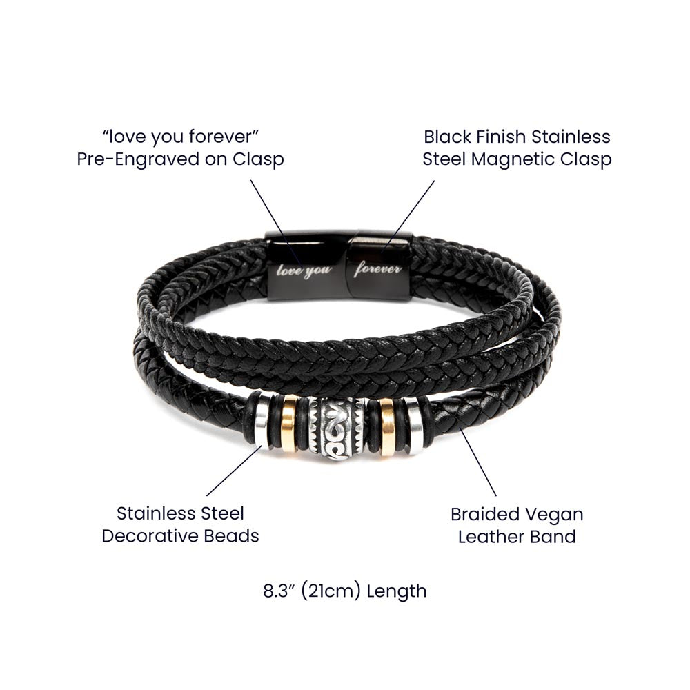 To My Husband | I Choose You Again & Again - Men's "Love You Forever" Bracelet