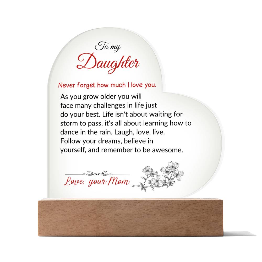 To My Daughter | Printed Heart Acrylic Plaque