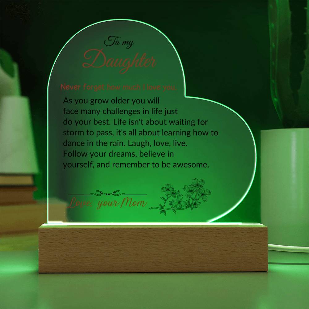 To My Daughter | Printed Heart Acrylic Plaque