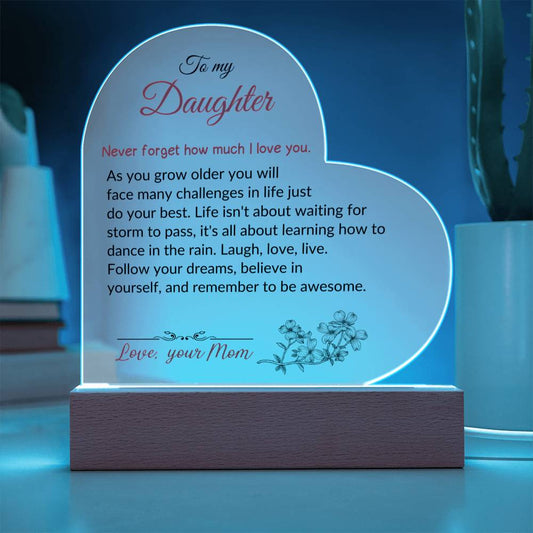 To My Daughter | Printed Heart Acrylic Plaque