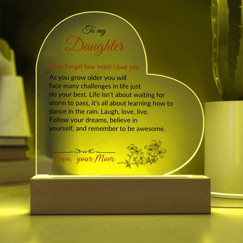 To My Daughter | Printed Heart Acrylic Plaque